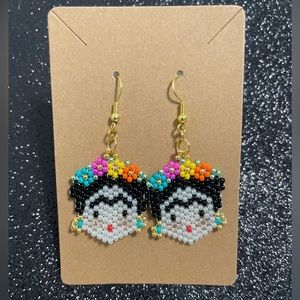 Frida Khalo handmade beaded earrings
